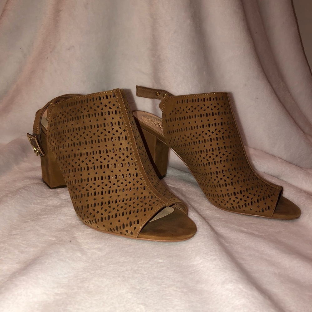 Brown tribal heels